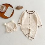 【66-90cm】ロンパース＆帽子 ベビー ボンボン ニット くま - 画像 (3)