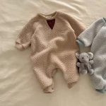 【66-90cm】オールインワン ベビー もこもこ クマ柄 - 画像 (4)
