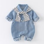 【66-90cm】ロンパース ベビー ショール付き デニム - 画像 (3)
