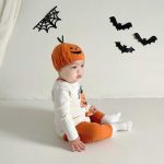 【66-90cm】ロンパース ベビー ハロウィン かぼちゃ柄 可愛い - 画像 (5)