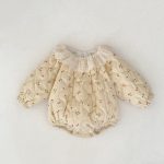 【66-90cm】長袖ロンパース ベビー フリル襟 プリント - 画像 (9)