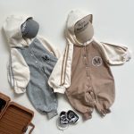 【66-90cm】ロンパース ベビー Mロゴ 帽子付き - 画像 (13)