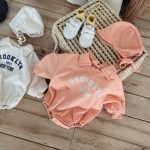 【66-100cm】長袖ロンパース ベビー オシャレ 英字 - 画像 (4)
