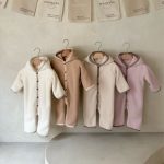 【66-90cm】オールインワン ベビー 帽子付き もこもこ
