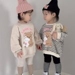 【100-140cm】トレーナー 女の子 ベア柄 ボーダー 韓国風 - 画像 (10)