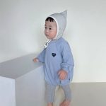 【66-90cm】ロンパース ベビー 韓国風 長袖ハート柄 - 画像 (8)
