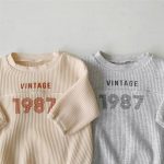 【66-90cm】ロンパース ベビー 数字 プリント ワッフル - 画像 (11)