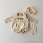 【66-100cm】サロペット＆シャツ ベビー スリー ベア ボーダー - 画像 (3)