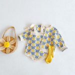 【66-100cm】カーディガンorロンパース ベビー ひまわり柄 ニット - 画像 (4)