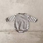 【66-90cm】ロンパース ベビー ボーダーポ ケット付き - 画像 (14)