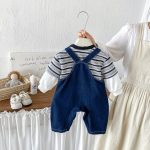 【66-90cm】トップスorサロペット ベビー 英字ロゴ デニム - 画像 (6)