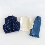 【80-130cm】ベスト 女の子 フラワー柄 暖かい - 画像 (11)