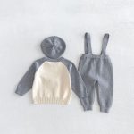 【73-100cm】サロペット＆セーター＆帽子 ベビー ニット - 画像 (5)