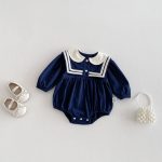 【66-90cm】ロンパース ベビー セーラー 韓国風 - 画像 (2)