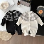 【66-100cm】ロンパース ベビー レトロ 長袖 暖かい - 画像 (2)