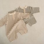 【66-90cm】ロンパース ベビー ワッフル ボーダー - 画像 (3)