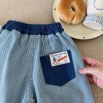 【80-130cm】ワイドパンツ 男の子 ストライプ デニム ゆったり - 画像 (7)