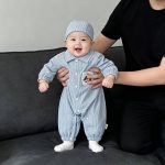 【66-90cm】ロンパース ベビー ストライプ ドッグロゴ - 画像 (8)