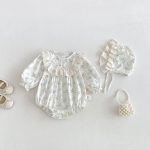 【66-90cm】ロンパース&帽子 ベビー フラワー 総柄 - 画像 (4)