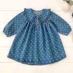 【66-110cm】ロンパースorワンピース ベビー デニム 蝶結び柄 - 画像 (5)