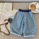 【80-130cm】ワイドパンツ 男の子 ストライプ デニム ゆったり - 画像 (10)
