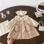 【73-110cm】シャツorワンピース 女の子 レトロ 刺繡 - 画像 (12)