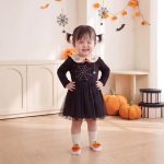 【80-120cm】ワンピース 女の子 ハロウィン クモ柄 チュール - 画像 (5)