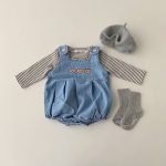 【66-100cm】サロペット＆シャツ ベビー スリー ベア ボーダー - 画像 (4)