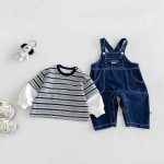 【66-90cm】トップスorサロペット ベビー 英字ロゴ デニム - 画像 (4)