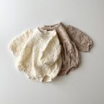 【66-90cm】ロンパース ベビー ナチュラル しわ生地 - 画像 (2)