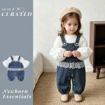 【66-90cm】サロペット＆ブラウス ベビー デニム ドット