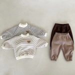【73-100cm】トップスorパンツ ベビー クマ柄 ボーダー 無地 - 画像 (2)