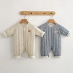 【66-90cm】ロンパース ベビー くま刺繍 中綿 防寒 - 画像 (4)