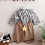 【73-100cm】長袖Tシャツorサロペット ベビー ボーダー柄 カジュアル - 画像 (3)