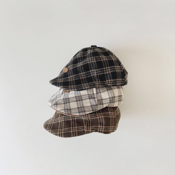 【GOODS】帽子 レトロ チェック ベレー帽