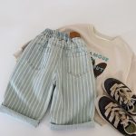 【80-120cm】パンツ キッズ レトロ デニム ストレート