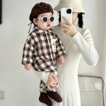 【66-90cm】オールインワン ベビー チェック 折り襟 - 画像 (7)