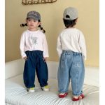 【80-150cm】ロングパンツ キッズ デニム カーブシルエット - 画像 (6)