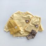 【70-120cm】トップス+パンツ ベビー 熊さん付き 無地 - 画像 (5)