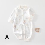 【59-90cm】ロンパース ベビー 熊さん 雲柄 - 画像 (3)