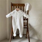 【66-90cm】ロンパース ベビー ナチュラル 無地 - 画像 (4)
