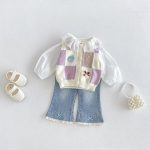 【80-110cm】ベスト 女の子 カラーバリ ニット - 画像 (4)