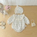 【66-90cm】ロンパース&帽子 ベビー フラワー 総柄 - 画像 (9)