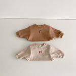 【66-90cm】長袖ロンパース ベビー 韓国風 虹柄 - 画像 (7)