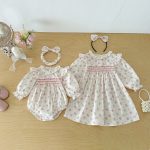 【66-130cm】ロンパースorワンピース 女の子 姉妹服 フラワー柄 - 画像 (12)