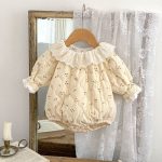 【66-90cm】長袖ロンパース ベビー フリル襟 プリント - 画像 (7)