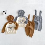 【73-100cm】サロペット＆セーター＆帽子 ベビー ニット - 画像 (2)