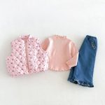 【80-130cm】ベスト 女の子 フラワー柄 暖かい - 画像 (14)