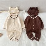 【66-90cm】ロンパース＆帽子 ベビー ボンボン ニット くま - 画像 (2)