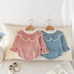 【66-90cm】ロンパース ベビー フリル ニット 可愛い - 画像 (3)